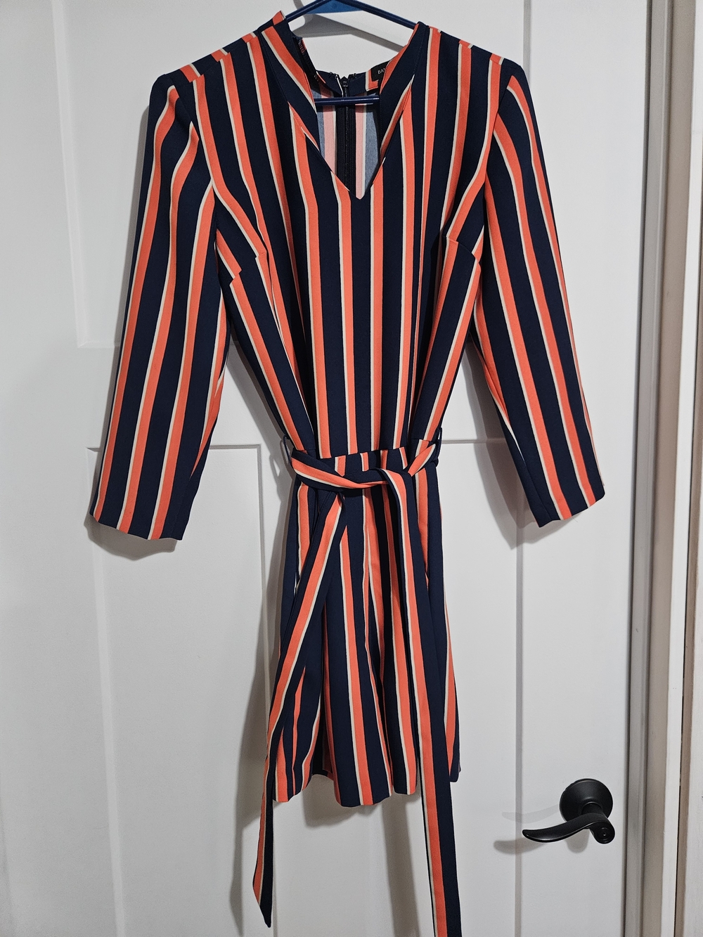 Banana Republic Navy and Coral Striped Jumpsuit Romper
